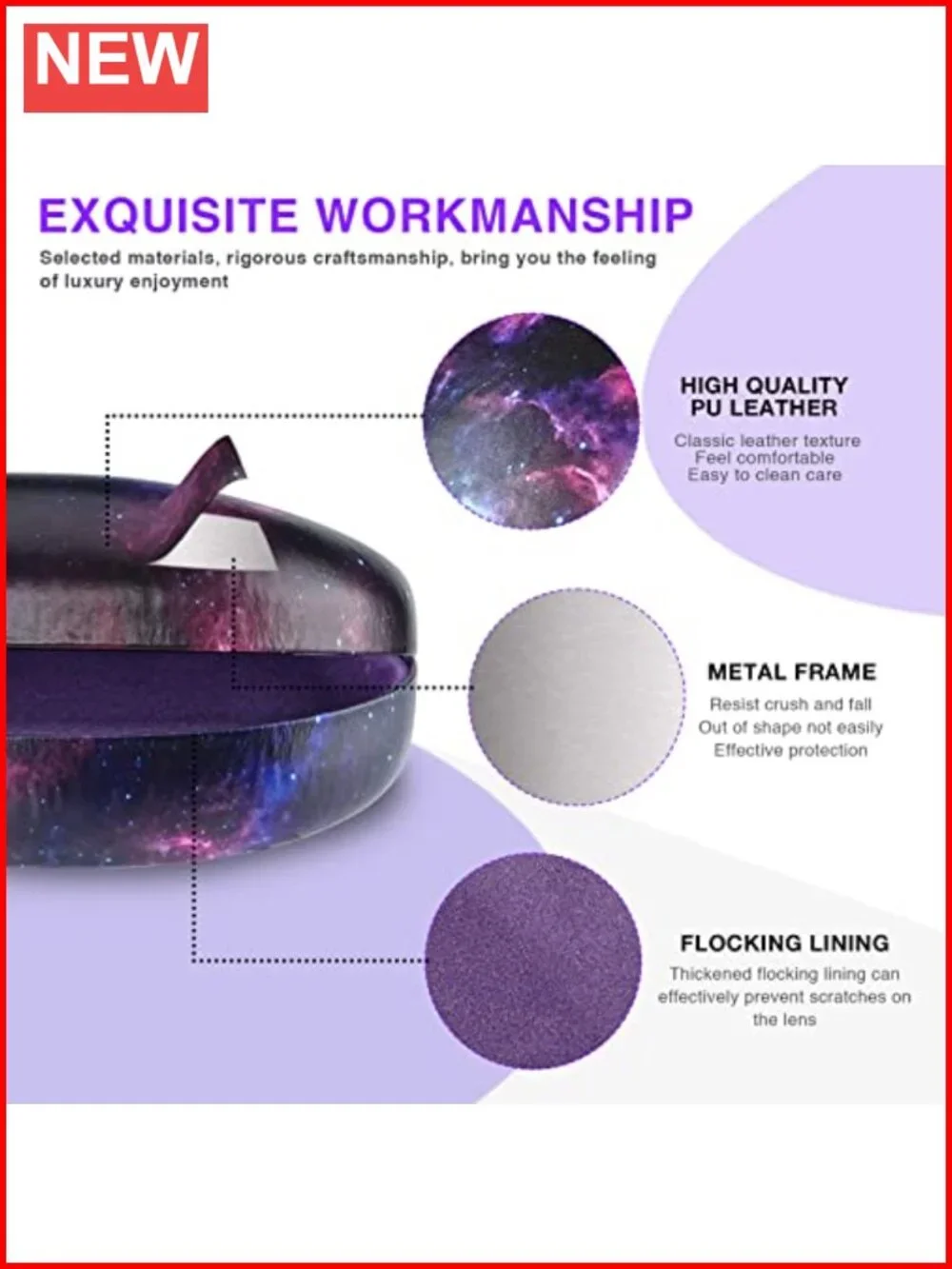 Hard Shell Sunglasses Case Large PU Leather Eyeglasses Holder for Oversized